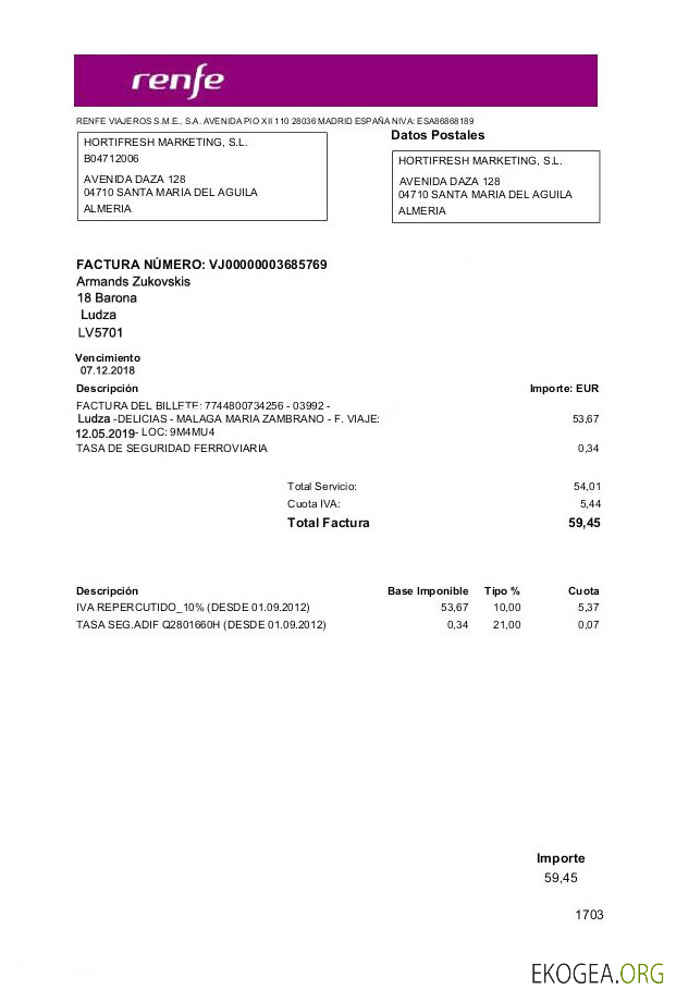 Latvia Renfe utility bill template, fully editable in PSD format